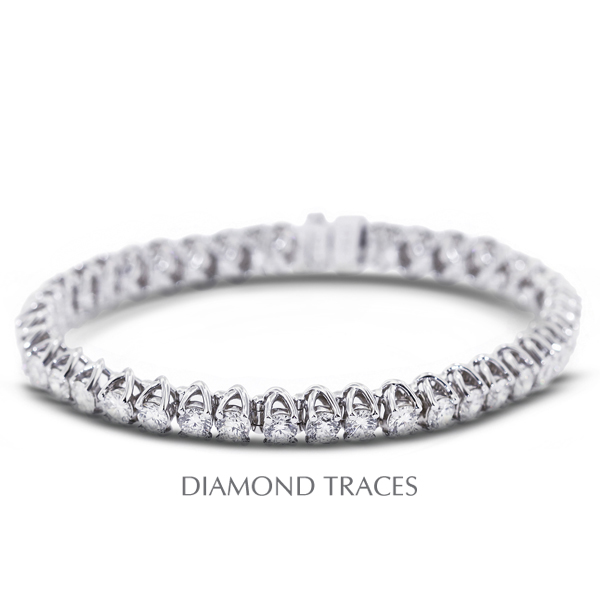 14k White Gold 4-prong Setting, 2.00 Carat Total Natural Diamonds Trellis Tennis Bracelet