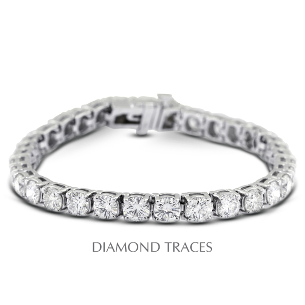 D-sb846-300-1100 18k White Gold 4-prong Setting, 3.00 Carat Total Natural Diamonds Tennis Bracelet