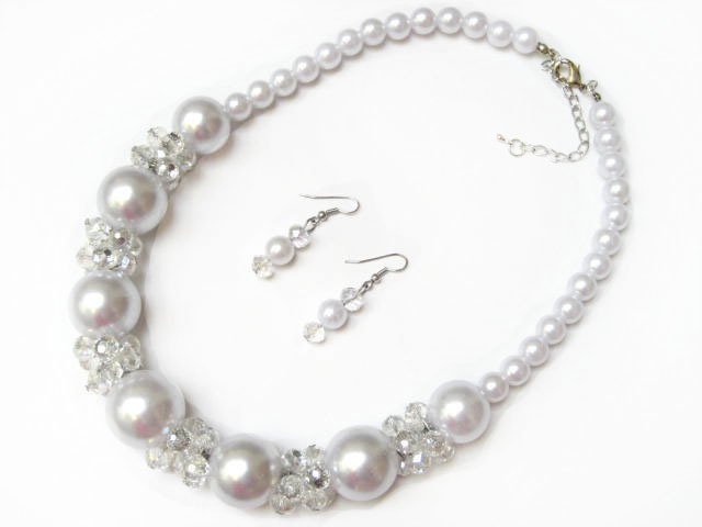 Alur Jewelry 18651wh 21 In. Big Bead Necklace-earring White