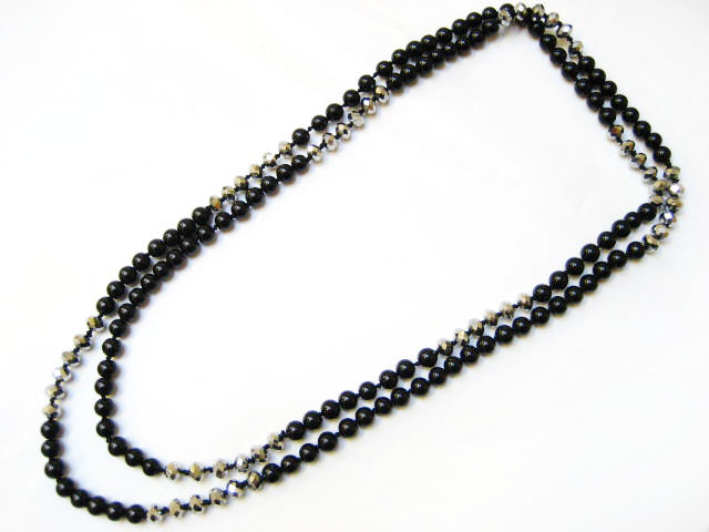 Alur Jewelry 18652bk 52 In. Pearl And Crystal Necklace Black