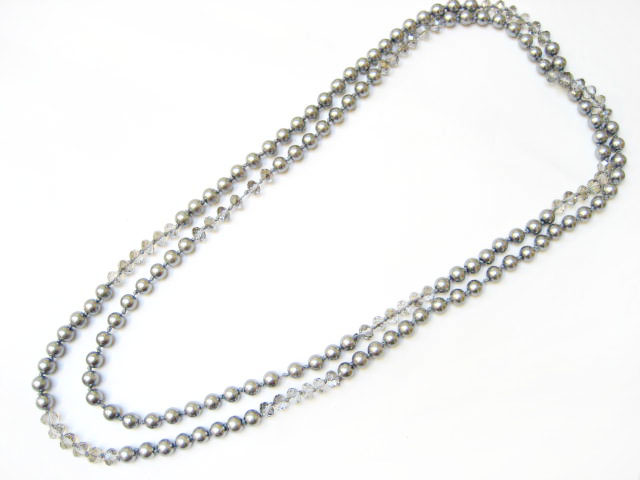 Alur Jewelry 18652gy 52 In. Pearl And Crystal Necklace Gray