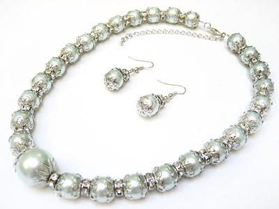 Alur Jewelry 18676aq 17 In. Decorated Pearl Aquamarine