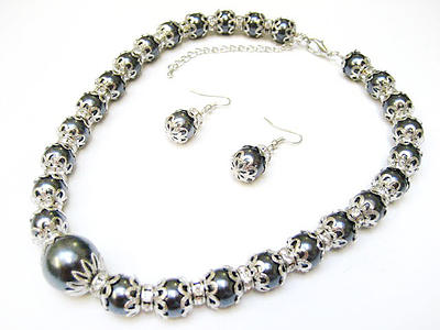 Alur Jewelry 18676sg 17 In. Decorated Pearl Slate Gray
