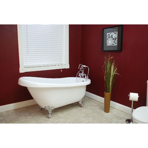 Inc Acrylic Slipper Bathtub 61 X 30 In. With 7 In. Deck Mount Faucet Drillings And Complete Polished Chrome Plumbing Package