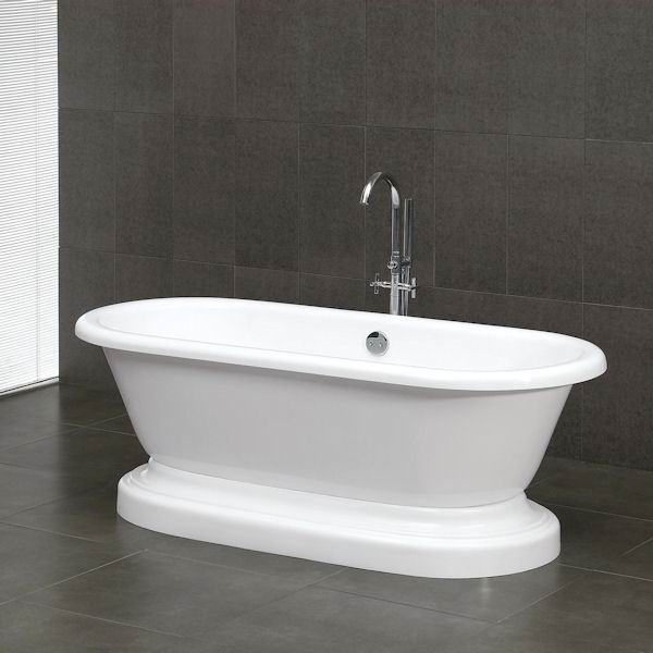 Inc Acrylic Double Ended Pedestal Bathtub 70 X 30 In. With 7 In. Faucet Drillings And Complete Polished Chrome Plumbing Package
