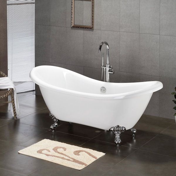 Inc Ades-398463-pkg-bn-nh Acrylic Double Ended Clawfoot Bathtub 68 X 30 In. With No Faucet Drillings And Complete Brushed Nickel Plumbing Package