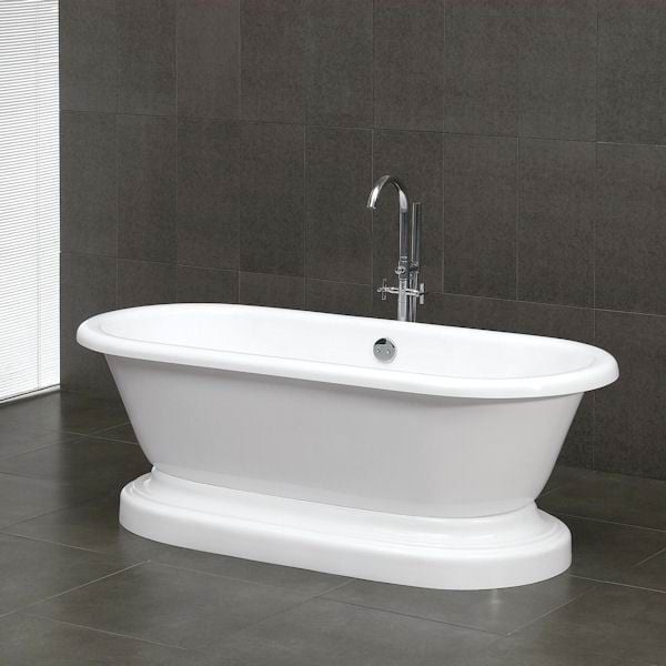 Inc Adep-150-pkg-bn-nh Acrylic Double Ended Pedestal Bathtub 70 X 30 In. With No Faucet Drillings And Complete Brushed Nickel Plumbing Package