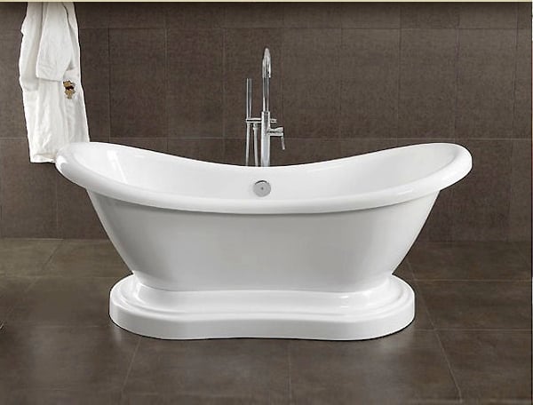 Inc Ades-ped-7dh Acrylic Double Ended Pedestal Slipper Bathtub 68 X 28 In. With 7 In. Deck Mount Faucet Drillings