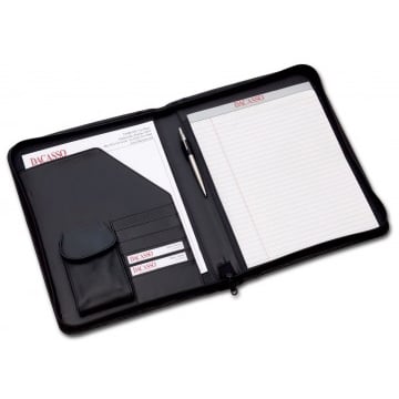 Dacasso Deluxe Letter-size Zip-around Portfolio - Black Leather