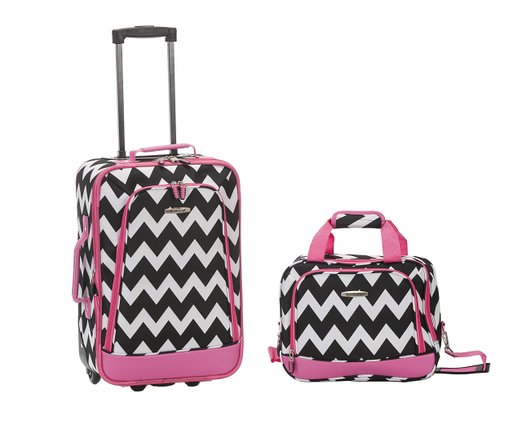 F102-pinkchevron Upright Luggage Set - Pinkchevron