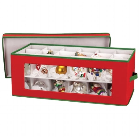 Christmas Ornament Storage Chest Red And Green
