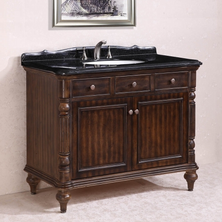 Wh2747-walnut Solid Wood Sink Vanity With Marble Top, Walnut - No Faucet Included