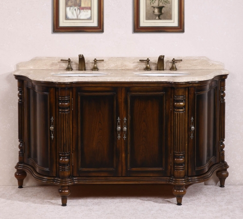 Wh3567 Solid Wood Sink Vanity With Travertine Top - No Faucet & Backspash Included