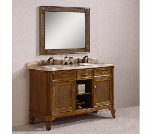 Solid Wood Sink Vanity With Marble - No Faucet Included