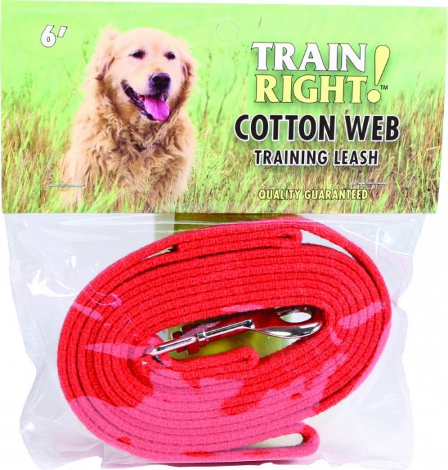 827903 Train Right Cotton Web Training Leash - Red, 6 Ft.