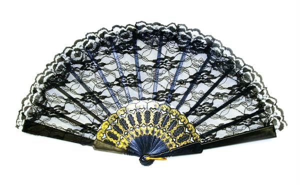 Morriscostumes Bb26bk Fan Black Lace