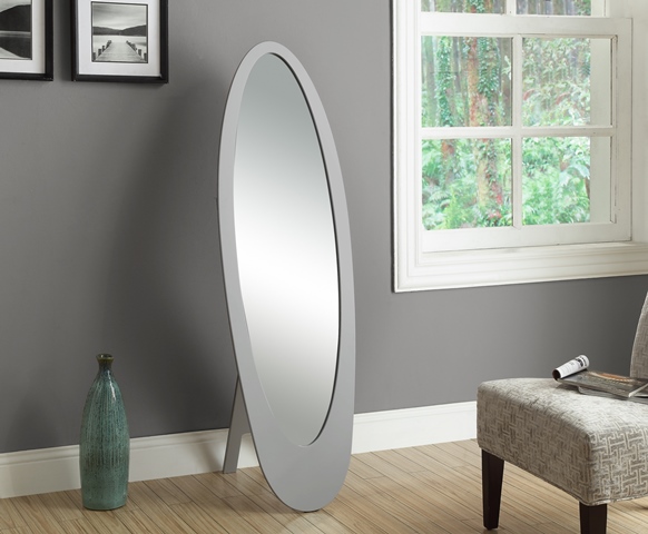 I 3359 Grey Contemporary Oval Cheval Mirror