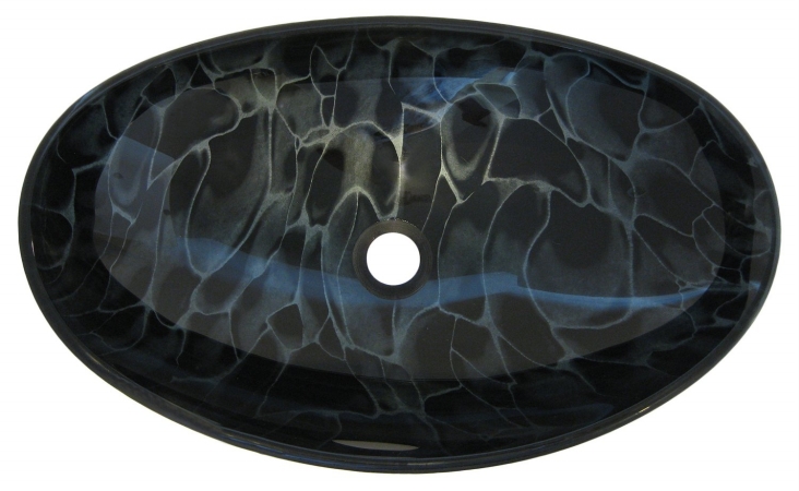 Nohp-g012-8031 Black And Silver Painted Glass Vessel Sink