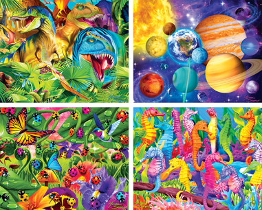 Glow In The Dark 4-pack Puzzle - 100 Piece