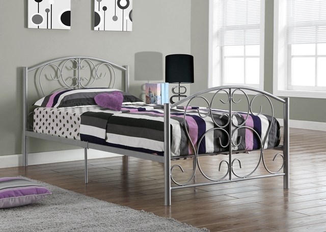 Silver Metal Twin Size Bed Frame Only