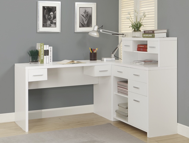 Monarch Specialties Desks Monarch Specialties I 7028 Hollow Core L Shaped Home Office Desk White