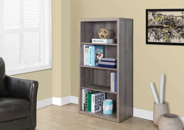 Dark Taupe Reclaimed-look 48 Inch H Bookcase Adjustable Shelves