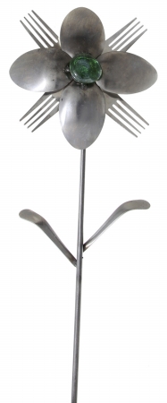 G17-3 36 In. Stainless Steel Fork And Spoon Hera - Flower Sculpture