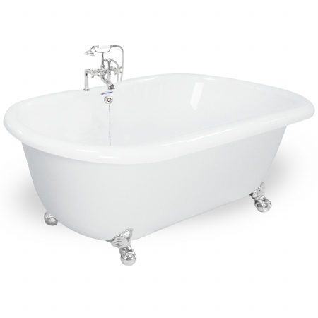 Celine 70 In. White Acrastone Bath Tub, Small