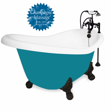 Champagne Ascot 60 In. Splash Of Color Acrastone Air Bath Tub, Old World Bronze Metal Finish, Large