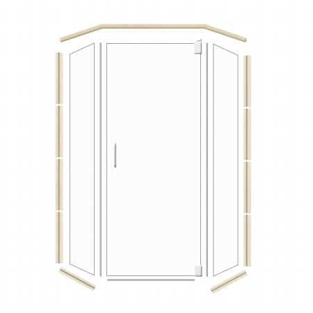 N3632fl-ch Neo 36 X 32 In. Chrome Glass With Flagstaff Threshold