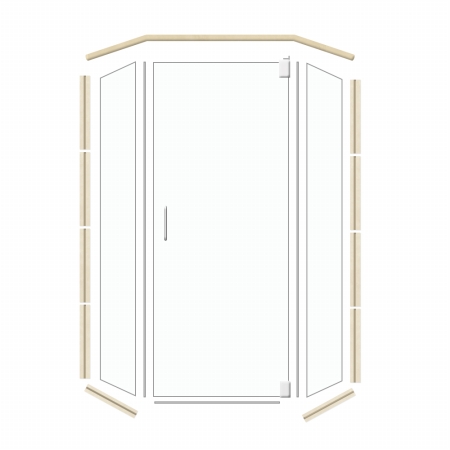 N3636fl-ch Neo 36 X 36 In. Chrome Glass With Flagstaff Threshold