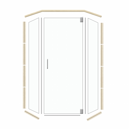 N4842me-sn Neo 48 X 42 In. Satin Nickel Glass With Mesa Threshold