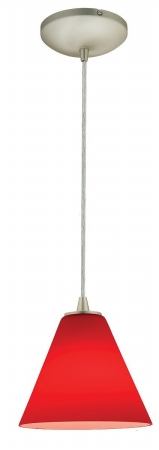 Sydney Inari Silk 28004-1c-bs-red Martini Glass Pendant One Light Pendant With Cord, Brushed Steel Finish