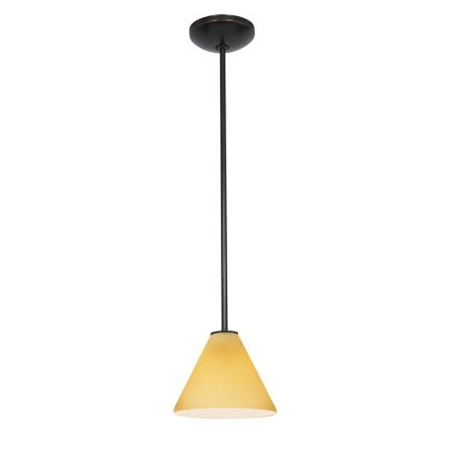 28004-1r-orb-amb Ami Inari Silk - One Light Pendant With Round Canopy, Oil Rubbed Bronze Finish With Amber Glass
