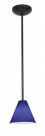 28004-1r-orb-cob Martini Glass Pendant One Light Pendant With Rods, Oil Rubbed Bronze Finish With Cobalt Glass Shade