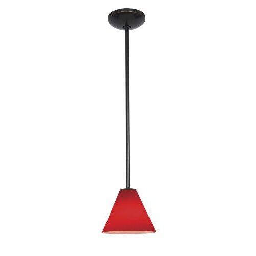28004-1r-orb-red Ami Inari Silk - One Light Pendant With Round Canopy, Oil Rubbed Bronze Finish With Red Glass