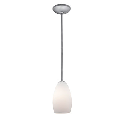 Julia Inari Silk 28012-1r-bs-opl 1 Light Glass Pendant In Brushed Steel With Opal Glass