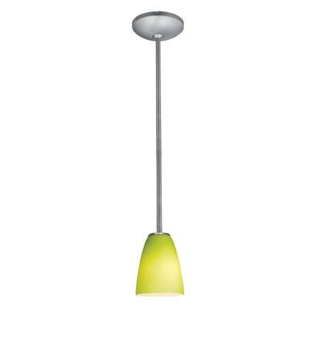 28022-1r-bs-lgr 1 Light Cone Glass Pendant In Brushed Steel With Light Green Glass