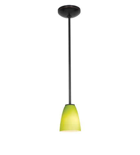 28022-1r-orb-lgr 1 Light Cone Glass Pendant In Oil Rubbed Bronze With Light Green Glass