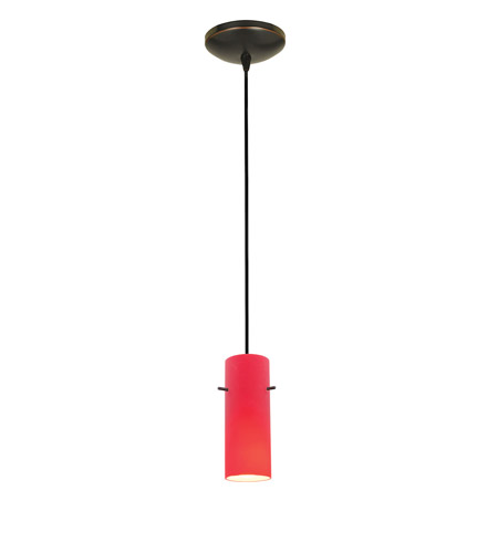 Sydney Cylinder 28030-1c-orb-red 1 Light Cylinder Glass Pendant In Oil Rubbed Bronze With Red Glass