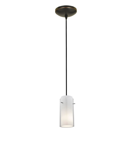 28033-1c-orb-clop 1 Light Glass In Glass Cylinder Pendant In Oil Rubbed Bronze With Clear Outer Opal Inner Glass
