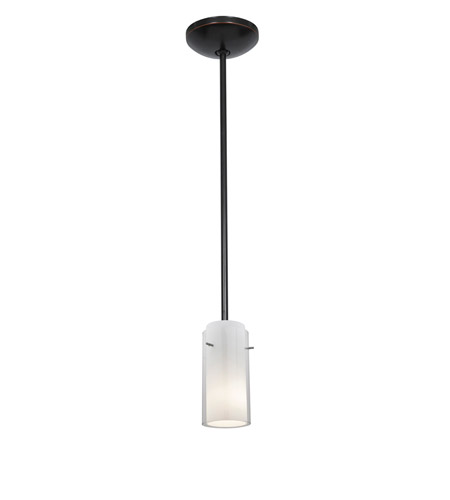 28033-1r-orb-clop 1 Light Glass In Glass Cylinder Pendant In Oil Rubbed Bronze With Clear Outer Opal Inner Glass