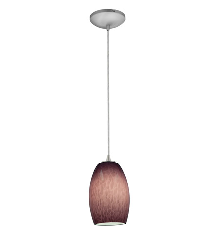 Sydney Chianti 28078-1c-bs-plc 1 Light Cone Glass Pendant In Brushed Steel With Plum Cloud Glass