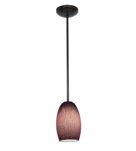 28078-1r-orb-plc 1 Light Cone Glass Pendant In Oil Rubbed Bronze With Plum Cloud Glass