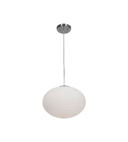 50180-bs-opl 2 Light Ribbed Opl Glass Pendant In Brushed Steel With Opal Glass