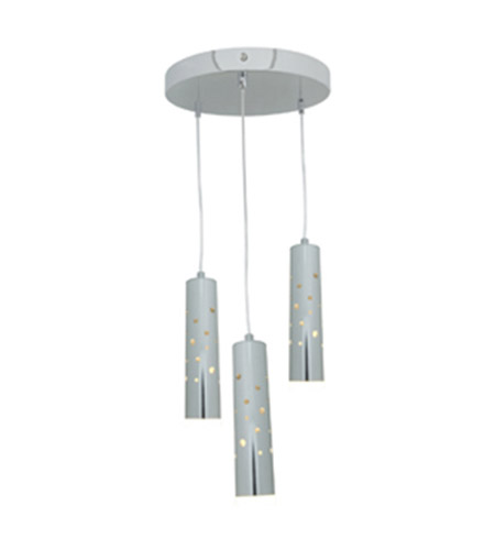 70049led-ch-acr 3 Light Pendant In Chrome With Acrylic Glass