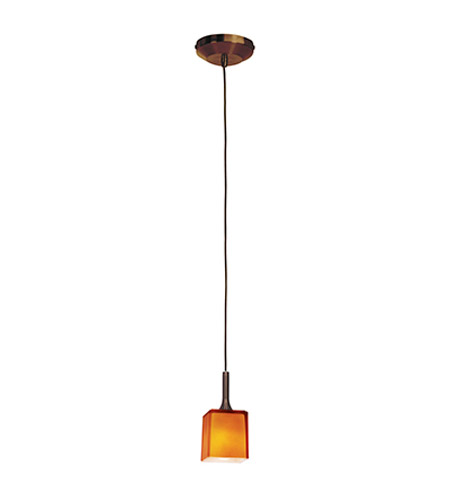 96918-12v-0-brz-amb 1 Light Pendant In Bronze With Amber Glass