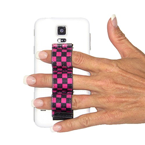 LAZY-HANDS 201493 3-Loop Grip For Oversized Phones - XL Black & Pink Checkers LAZY-HANDS 201493 3-Loop Grip For Oversized Phones - XL Black & Pink Checkers