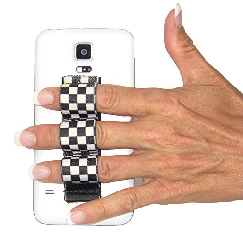 LAZY-HANDS 201494 3-Loop Grip For Oversized Phones - XL Black & White Checkers LAZY-HANDS 201494 3-Loop Grip For Oversized Phones - XL Black & White Checkers