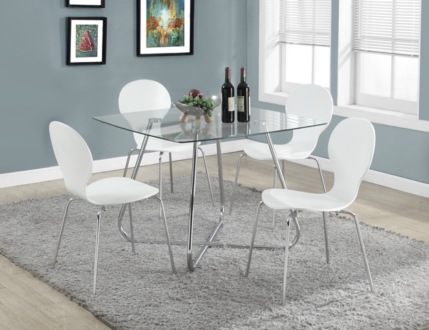 I 1070 40 In. Dia. Chrome Metal And 8 Mm. Tempered Glass Dining Table